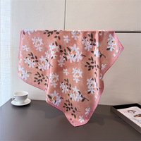 Écharpes carrées en polyester à motif floral, bandana décoratif pour femmes, 70*70CM, sensation de soie, petit foulard pour le cou, châles