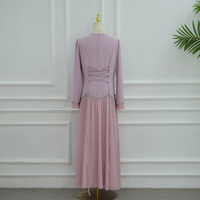 Robe longue à manches longues avec bordure en strass Loriya, kaftan Dubaï, abaya, robe de soirée, robe en mousseline de soie, abaya modeste, robe musulmane pour femmes