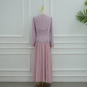 Vestido Abaya Elegante de Chifón Loriya para Mujer, con Adornos de Pedrería, Manga Larga, Maxi Vestido, <span class=keywords><strong>Kaftan</strong></span> Dubai, Abaya Musulmana, Vestido de Fiesta - Product Image 3