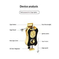Briquet créatif à soufflage direct spécifique aux cigares avec coupe-cigares en V intégré, portable et multifonctionnel