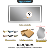 Miroir LED tactile rectangulaire grand format pour hôtel, étanche IP66, miroir intelligent élégant pour salle de bain avec éclairage LED