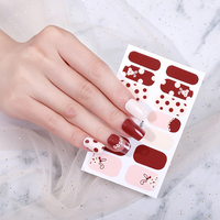Couleur unie et rayé Salon Nail Wraps DIY Nail Sticker Set 2D Women's Manicure Art Sticker