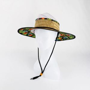 Último modelo de sombrero de paja unisex personalizado, hecho a mano en China, de alta calidad, natural, sin copa, con diseño de flor hawaiana, para salvavidas y pesca al aire libre. - Product Image 4