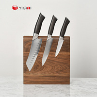Set Pisau Dapur Profesional 3 Buah dari Baja Karbon Tinggi Jepang AUS-10 dengan Gagang Kayu Ebony Logo Kustom OEM