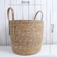 Panier de paille tissé en rotin naturel, panier de rangement fait à la main, vente en gros