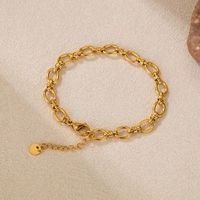 Bracelet à fermoir à bascule géométrique tendance - Plaqué or 18 carats, acier inoxydable, étanche, chaîne faite à la main