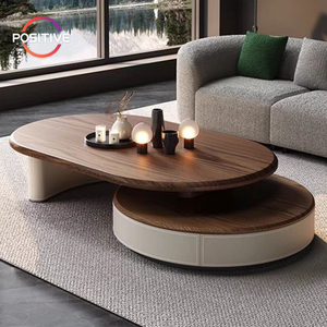 Desain baru ruang tamu meja teh teleskopik gaya abad pertengahan warna kenari meja kopi penyimpanan bermagnet persegi panjang LT-9921 - Product Image 1