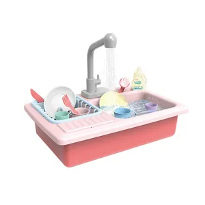 Игрушки для кухонной раковины, детская Термочувствительная электрическая посудомоечная машина, игрушка с проточной водой, игровой домик, ролевые игрушки