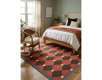 Geometric Modern Wool Jute Runner Rug Tassels Handwoven Farmhouse Carpet Washable Non-Slip Accent Bedroom Hallway Entryway