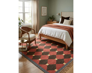Geometric Boho Wool Jute <b>Runner</b> <b>Rug</b> with Tassels Handwoven Farmhouse Carpet Accent <b>for</b> Bedroom Hallway Entryway Living Room - Product Image 1