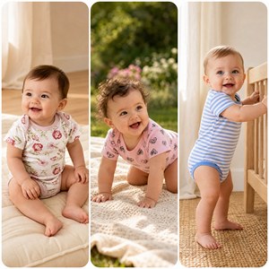 Tutina per <span class=keywords><strong>Neonati</strong></span> 100% Cotone Lavorato a Maglia, Body Estivo a Maniche Corte con Stampe Cartoon per 0-2 Anni - Product Image 3