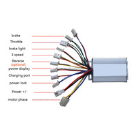 Kits de commande de moteur à balais CC 24V 36V 48V 250W-500W avec accélérateur à pouce et interrupteur de marche arrière pour brouette électrique