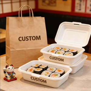 Caja de Papel Desechable de Lujo para Sushi Japonés, Contenedores de Alimentos para Llevar para Restaurantes, Ecológicos, Biodegradables, OEM, ODM - Product Image 1