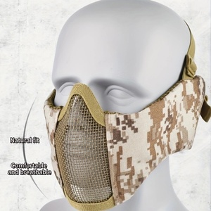 Casque tactique camouflage et masque de protection inférieur en maille métallique pour le visage et les oreilles, équipement de combat en plein air - Product Image 3