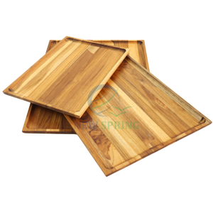 Premium Teak Wood Serving Tray <b>Rectangle</b> Modern Luxury Customizable Kitchen Decor Vietnam Handmade - Product Image 1