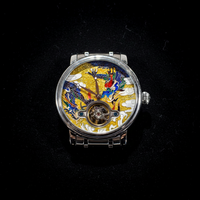 Montre de luxe pour homme avec cadran argenté, dragon chinois en émail, montre mécanique, bracelet en cuir, fermoir personnalisable