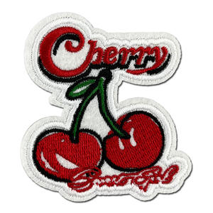 Wholesale Sell Self-Adhesive Applique Heat Press Cartoon Letter Logo Pattern Cherry Custom Embroidery Patch <b>Iron</b> <b>On</b> Clothing - Product Image 1