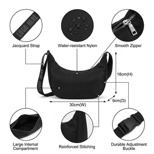 Borsa a Tracolla a Mezzaluna Personalizzata - Borsa Impermeabile Minimalista a Forma di Mezzaluna con Tracolla Larga Regolabile con Logo per Donne - Product Image 2