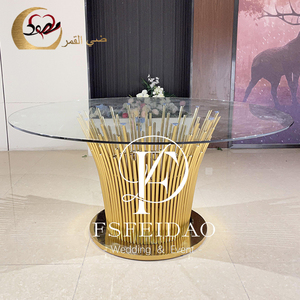 New Arrival Stainless Steel <b>Gold</b>/Silver Frame <b>Round</b> Glass Dining <b>Table</b> Set for Home Kitchen & Hotel Use Modern Design - Product Image 4