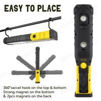 Lampe de travail LED rechargeable ultra-mince 900 lumens avec base magnétique pour atelier, réparation automobile, camping extérieur, éclairage d'urgence, indice de protection IP44, intensité réglable