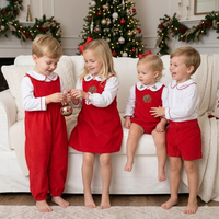 Tenues de Noël pour enfants, ensembles assortis pour la famille, robes rouges de fête pour bébés filles, ensembles de vêtements pour garçons, logo personnalisé, ensembles de vêtements pour filles