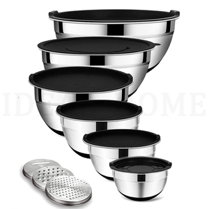 Conjunto de Tigelas de Mistura em Aço Inoxidável com Fundo de Silicone para Armazenamento na Cozinha, Salada, Assados - Conjunto Multiuso que Economiza Espaço - Product Image 6