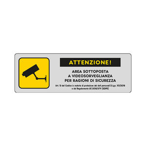 Etiquette VIDEO SURVEILLANCE AREA 15x5 cm pour outil de tournage - Product Image 2