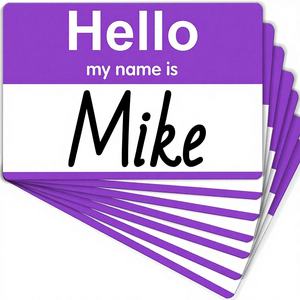 200 Etiquetas de Papel Rectangulares Laminadas con Nombre, Pegatinas Adhesivas Moradas con la Frase 'Hola, Mi Nombre Es', para Oficina/Escuela/Profesores/Correo (35" X - Product Image 1