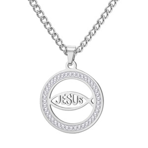 Collar Ichthus con Cruz <span class=keywords><strong>de</strong></span> Jesús Cristo, Colgante Ichthys, Sello <span class=keywords><strong>de</strong></span> Jerusalén, Amuleto Religioso, Joyería Cristiana - Product Image 6