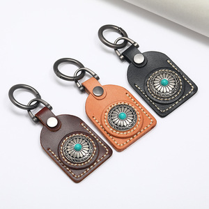 Porte-clés personnalisé en cuir <span class=keywords><strong>de</strong></span> <span class=keywords><strong>vachette</strong></span> véritable cousu à la main, cadeau <span class=keywords><strong>de</strong></span> haute qualité, turquoise, pour clés <span class=keywords><strong>de</strong></span> voiture - Product Image 2