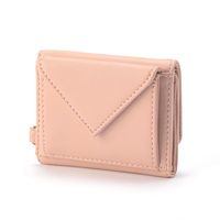 Dompet Mini Lipat Tiga Kulit PU dengan Kancing Tekan, Banyak Kantong Kartu, Dompet Koin Kecil untuk Wanita, OEM/ODM Logo Kustom