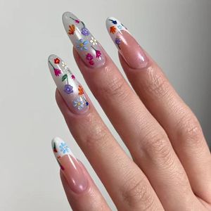 Uñas Postizas Hechas a Mano al por Mayor, Uñas Postizas Azules Francesas con Forma de Almendra <span class=keywords><strong>para</strong></span> Boda, Sets al por Mayor Hechos a Mano - Product Image 6