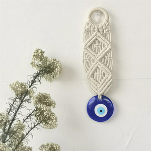 Tapisserie murale en <span class=keywords><strong>macramé</strong></span> <span class=keywords><strong>bleu</strong></span> œil turc faite à la main, décoration, ornement, pendentifs Nazar, mauvais œil, décoration intérieure pour la bonne chance - Product Image 4