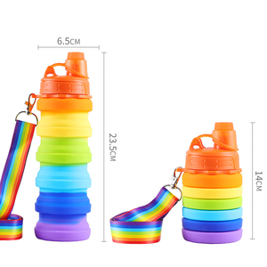 Vente en gros de gobelets pliables en silicone personnalisés, pour le sport en plein air, les voyages, portables, rétractables, couleur arc-en-ciel, tendance, unisexe pour adultes/enfants - Product Image 2