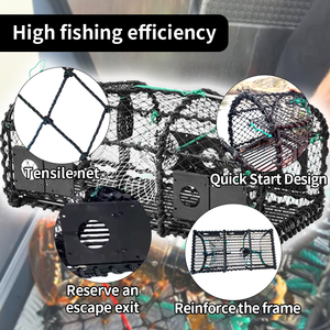 กับดักปูชุบสังกะสีและจุ่มหม้อปูสีดำอุปกรณ์ตกปลาสำหรับการจับปู - Product Image 3