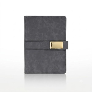 <b>A5</b> PU Leather Notebook Journal Business Executive Planner <b>Diary</b> Gold Metal Buckle Closure Brown Blue Grey Texture Cover - Product Image 4