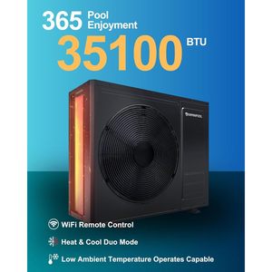 ปั๊มความร้อนสำหรับสระว่ายน้ำ Varminpool รุ่น 35100Btu 240V ใช้ไฟฟ้า สำหรับสระว่ายน้ำทั้งแบบตั้งพื้นและแบบฝังดิน ให้ความร้อนและความเย็น - Product Image 2