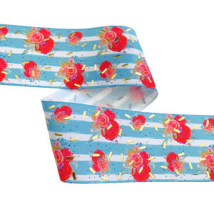 Cinta de grogrén con estampado de postres y detalles de lámina dorada para manualidades, envoltura de regalos y decoración de fiestas, surtido de sandía - Product Image 2