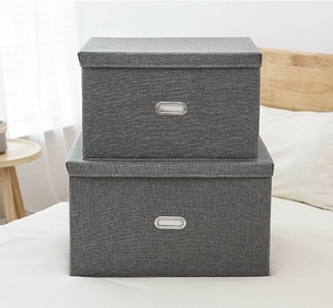 Organizador plegable de tela de lino y algodón para niños, organizador de armario para el hogar con tapas, caja de almacenamiento plegable de algodón, organizador de ropa - Product Image 4