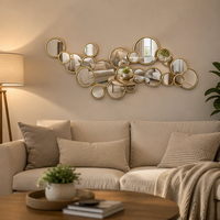 Miroir mural pour la décoration de la maison, décoration intérieure moderne, accent pour la maison, 86,36*4,45*31,12CM, miroir mural en métal doré pour le salon