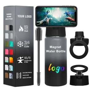 Water Bottle Mag Safe Magsafe Water Bottle And Magnetic Phone Holder With Power Bank Magnet Lid Lovers Vacuum FlaskTravel