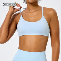 Soutien-gorge de sport OEM en Spandex pour femme, séchage rapide, léger, respirant, dos croisé, bretelles fines, personnalisable avec logo, idéal pour la course et le yoga