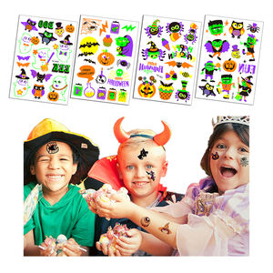 Vente en gros d'autocollants de tatouage Blacklight Neon UV Glow Tatouages temporaires d'Halloween <span class=keywords><strong>chauve</strong></span>-<span class=keywords><strong>souris</strong></span> araignée de dessin animé pour enfants - Product Image 1