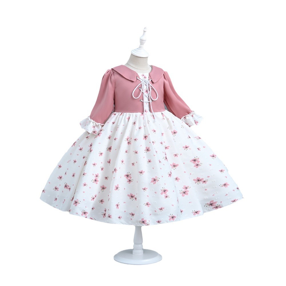 College Style Spring and Autumn New Floral Long Sleeved Patchwork Chiffon  Dress School Graduation Party Sweet and Lovely Dress| Alibaba.com