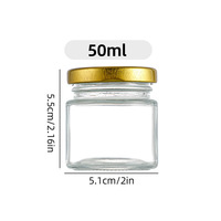 Pot en verre hexagonal carré avec couvercle en métal, récipient en verre transparent pour aliments, pot en verre pour miel, confiture, gelée, pot à conserves