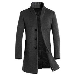 Shinesiaメンズスリムウールウォームシングルブレストスタンド襟フィット快適なフォーマルビジネスロングプラスサイズトレンチコート - Product Image 2