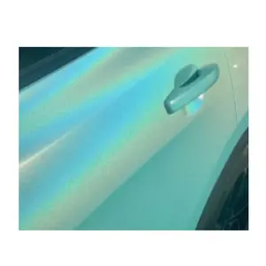 2023 vente chaude 1.52*18m voiture wrap vinyle brillant pet liner coloré laser Tiffany bleu air sans bulle voiture emballage vinyle