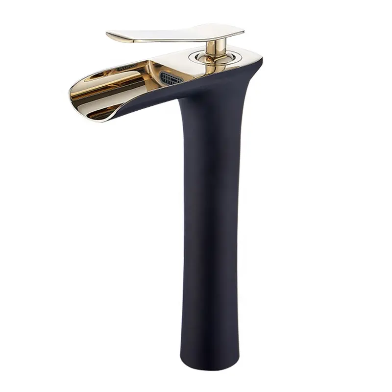 Black Nordic Waterfall Mixer Above Counter Basin Wash Bath Tub Faucet Bathroom Taps One Hole Deck Mounted Copper Faucet