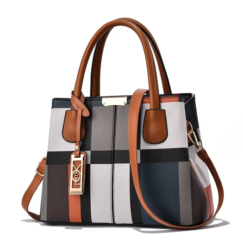 New atmospheric plaid PU women's bag with large capacity casual crossbody shoulder bag