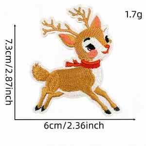 แผ่นปะติดรีดร้อนลายการ์ตูนรักษ์โลกสำหรับคริสต์มาส ต้นคริสต์มาส ตุ๊กตาหิมะ กวางเรนเดียร์ กล่องของขวัญ ถุงเท้า กุ้งกี๊ก มนุษย์ขนมปังขิง - Product Image 3